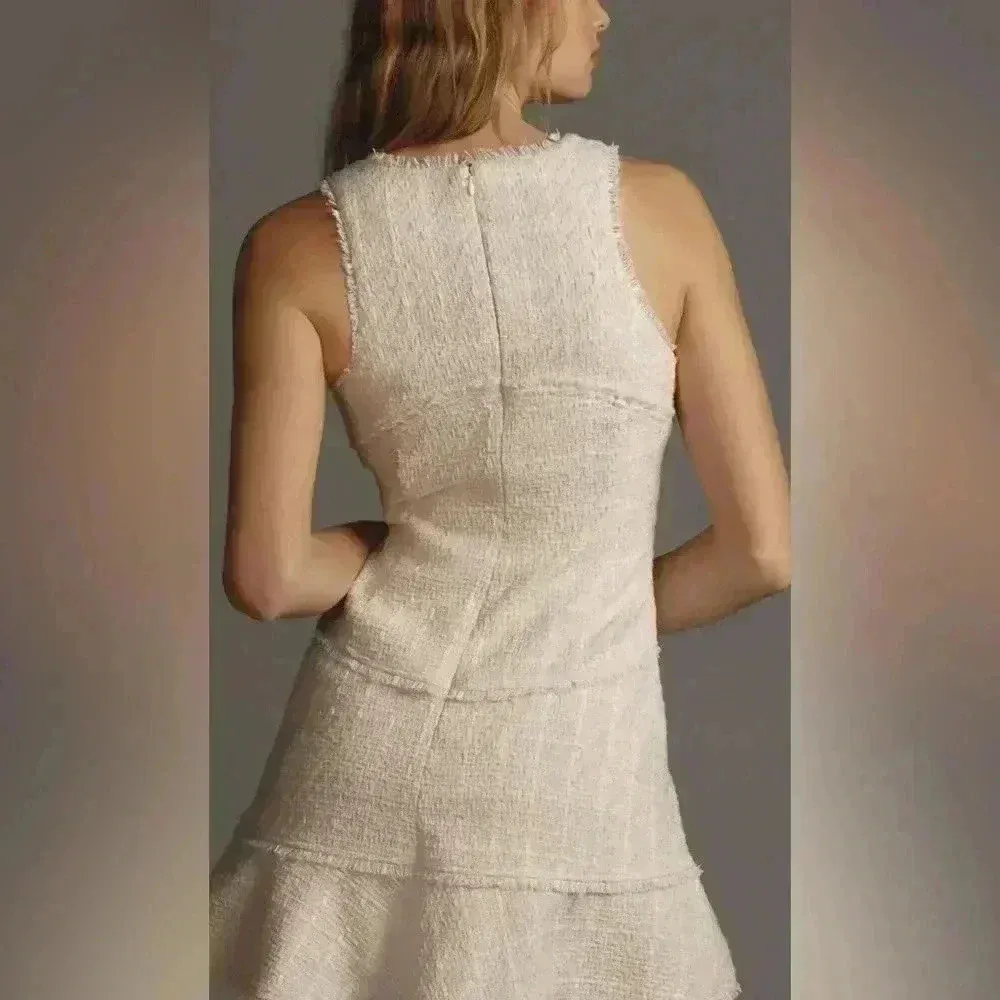 Anthropologie $180 Mini Tank Tweed Dress Vacation Resort Beachy Natural Beachy - Image 2