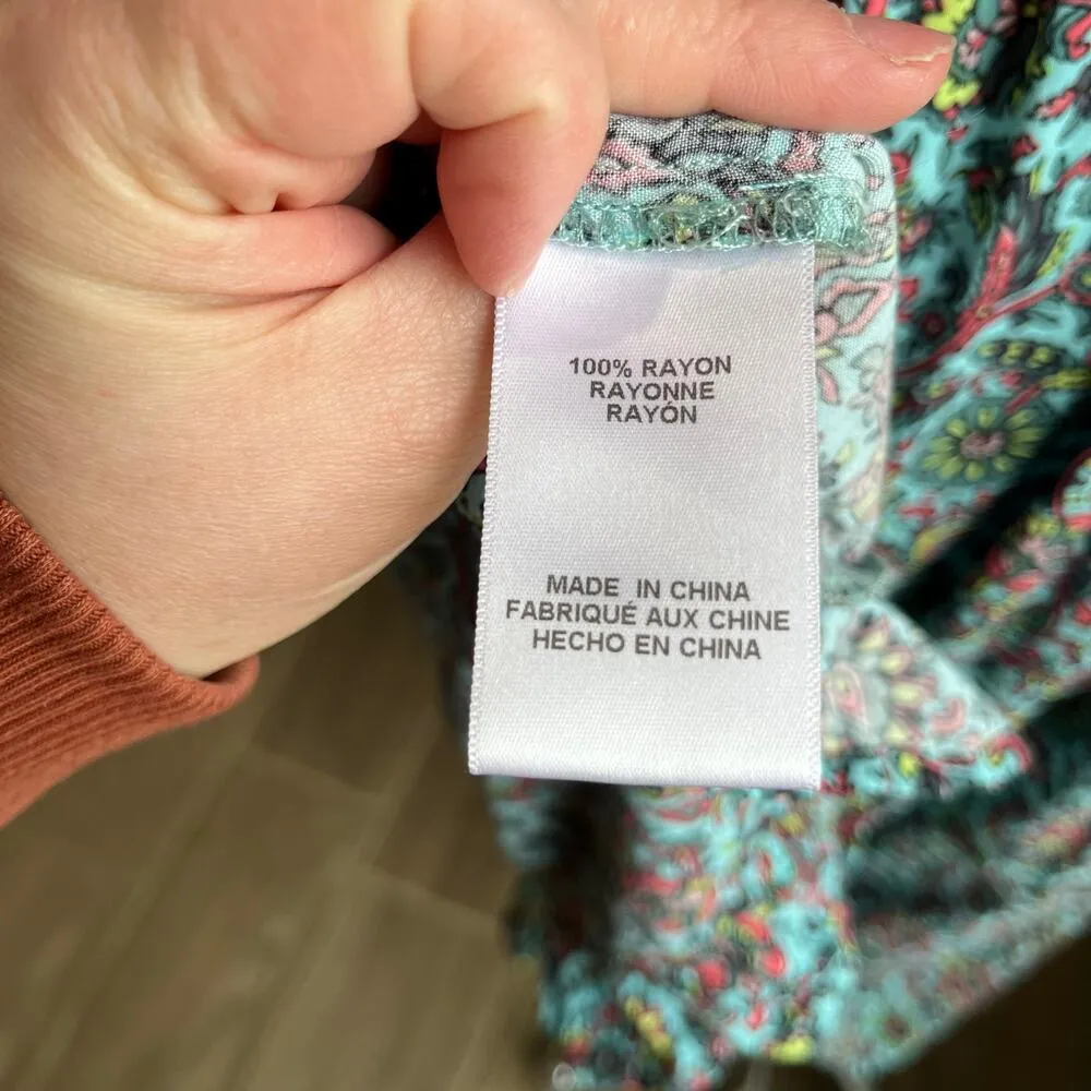 Bobeau Blue Floral Waist Tie Midi Dress Size 2X - Image 4