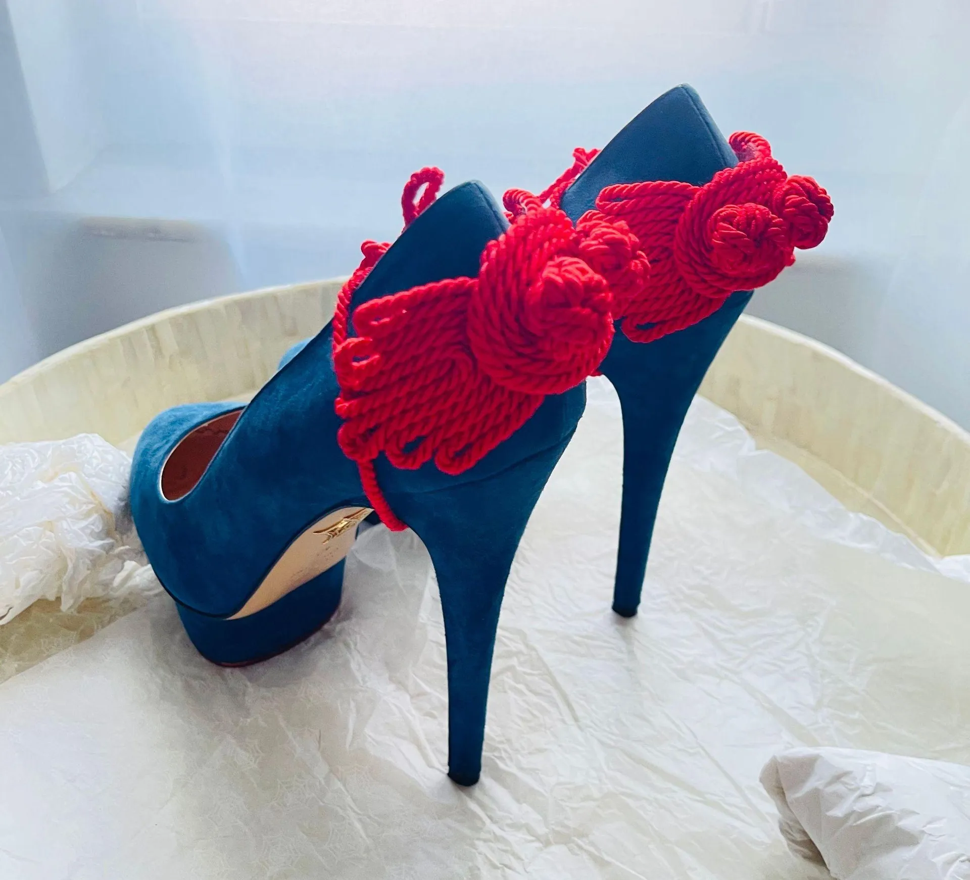 CHARLOTTE OLYMPIA Eternally Dolly Embellished Suede Pumps   - Image 6