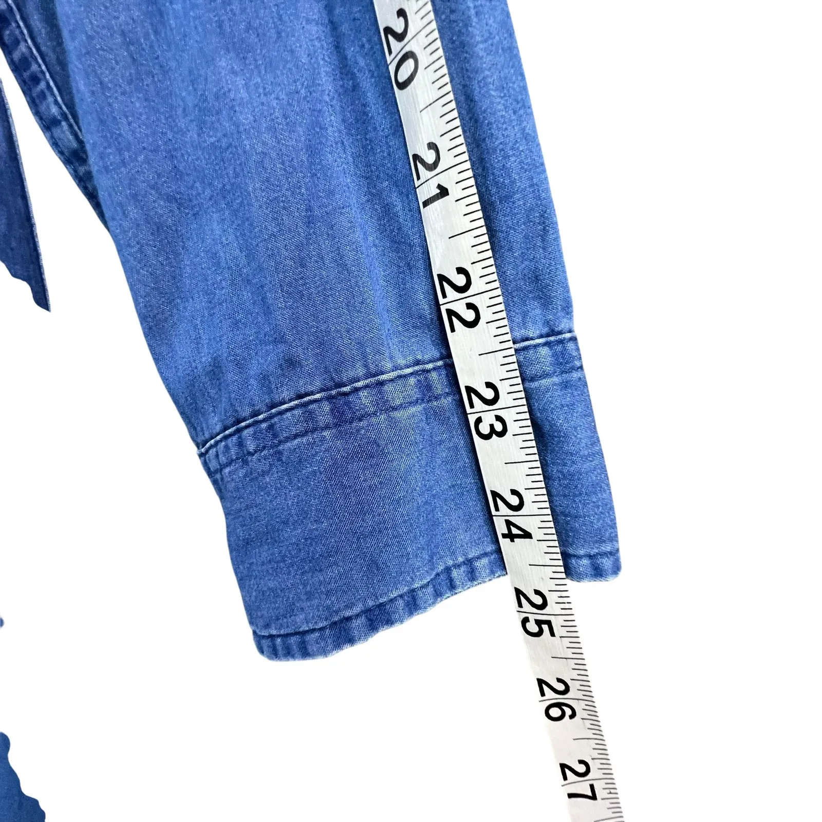 Old Navy Chambray Shirt Dress XL Blue Denim Half Button Popover Relaxed Cottage - Image 9