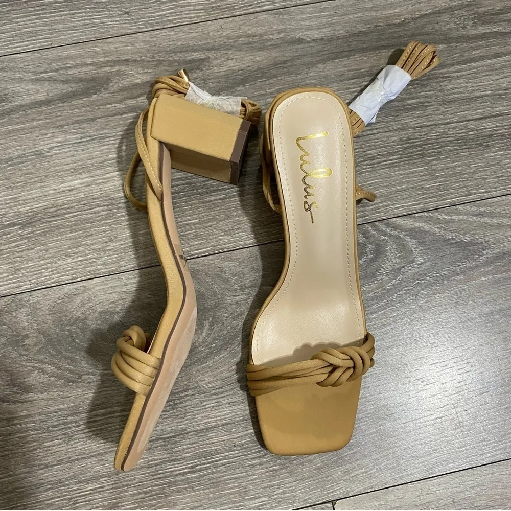Lulus Jazey Medium Nude Lace-Up Block Heel‎ Summer Party Sandals Size 8 - Image 5