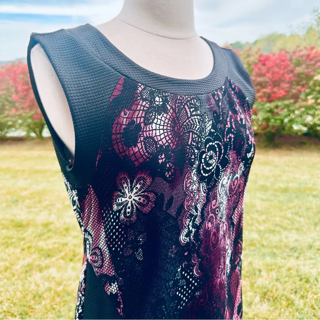 Fille à suivre Axelle Dress Lace & Abstract Print Mini Sleeveless Sheath Black Size M - Image 10