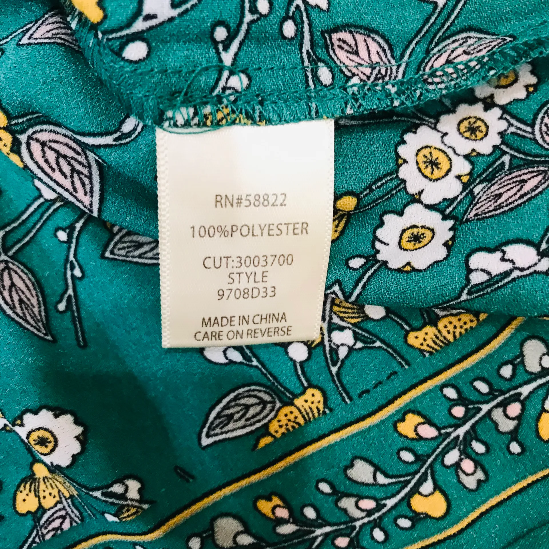 Pleated Blouse Green Floral sz Large - Image 6