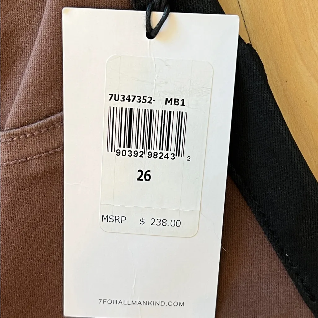 7 for all Mankind HW Cropped Straight Brown w/Coated Black 2-Toned Pants 26 NWT - Image 9