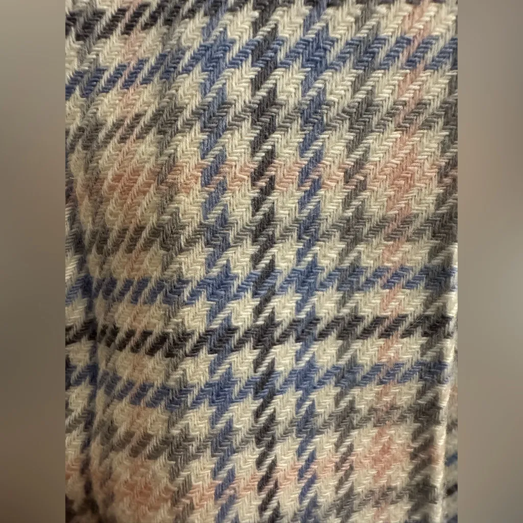 Vintage Talbots Pink Blue Plaid Pleated Wool Midi Skirt Size Large - Image 3