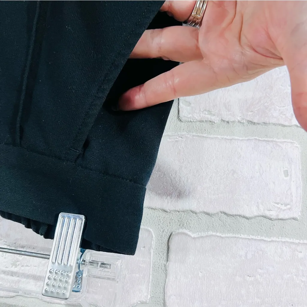 Maeve by Anthropologie Pintuck Tapered Leg Cuffed Black Trousers Size 8 - Image 7