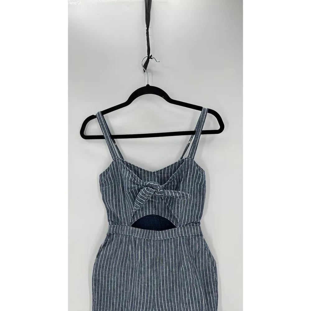 Abercrombie & Fitch linen blend front cut out cropped wide leg jumpsuit size s - Image 4