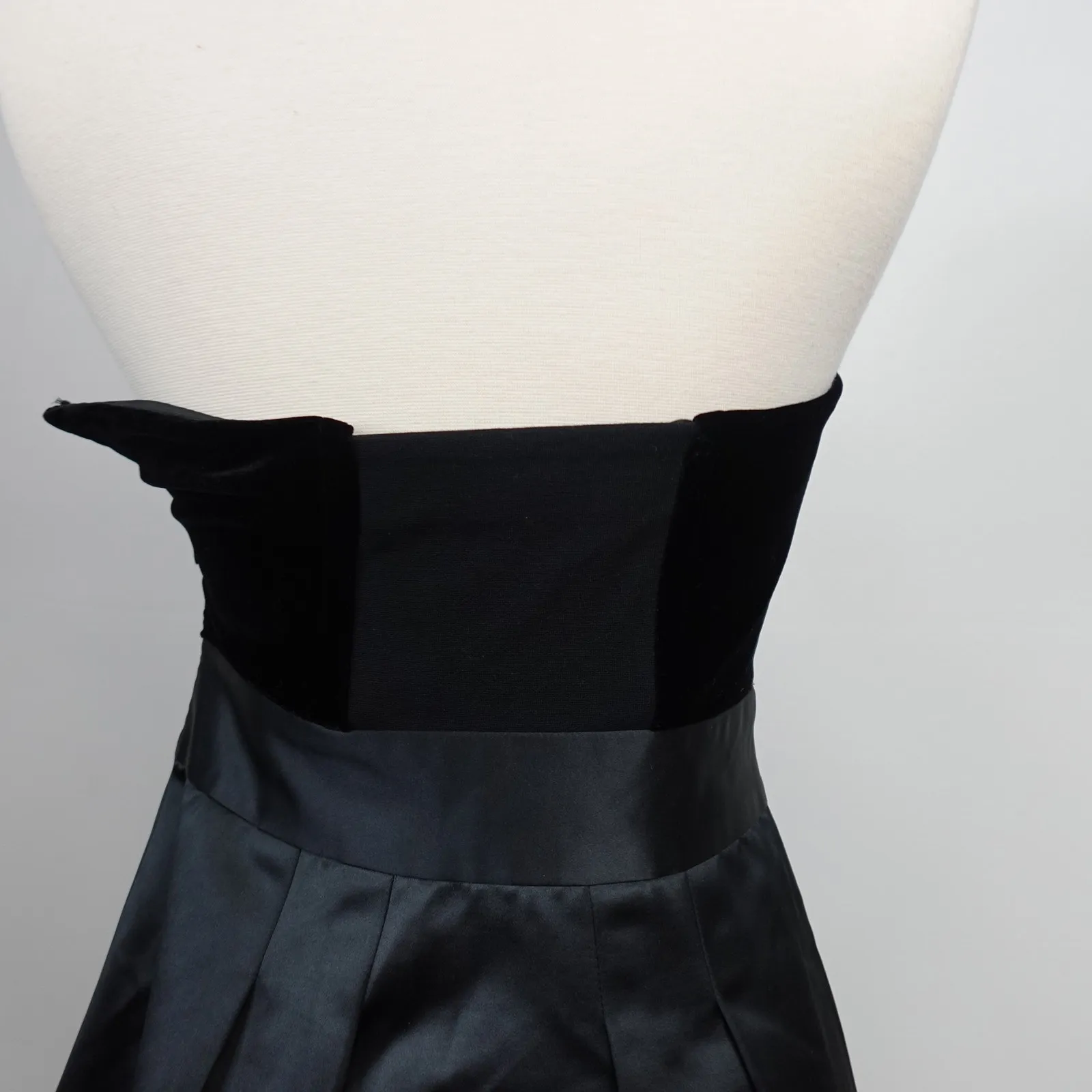 Theory Chanesa Black Velvet Satin Silk-Blend Strapless Mini Cocktail Tube Dress - Image 11