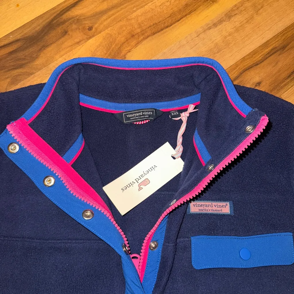 Vineyard vines‎ Harbor fleece nautical, navy XXS NWT 1/4 zip sweatshirt - Image 5