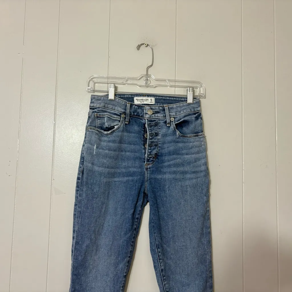 Abercrombie & Fitch Super Skinny Ankle Jeans High Rise Blue Size 0 / 25 - Image 3