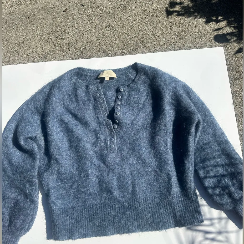 Sézane Paris Blue Leon Crew Neck Sweater – Merino Wool+ lux angora goat fits XS - Image 6