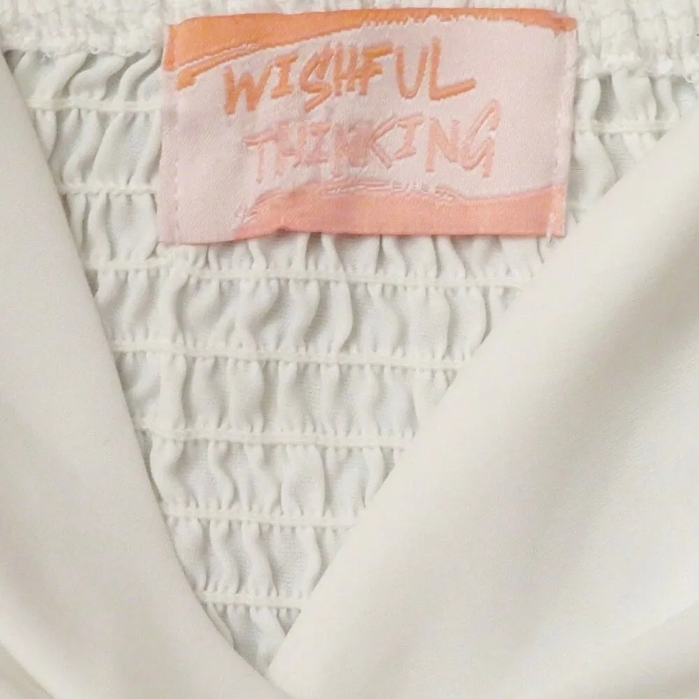 Wishful Thinking Womens Pullover Puff Sleeve Crop Top, Sweetheart White S NWOT - Image 3