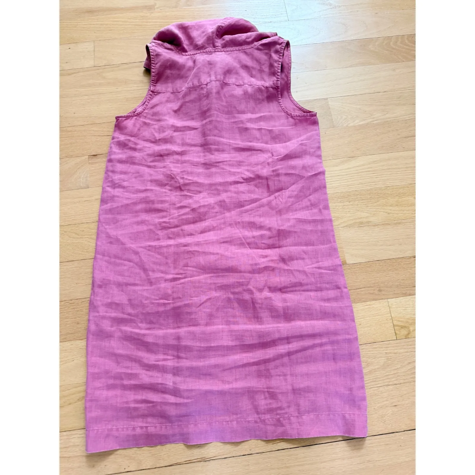 J Jill 100% Linen Shift, Sleeveless Hooded Tunic Dress in Rose Small‎ Cover Up - Image 6