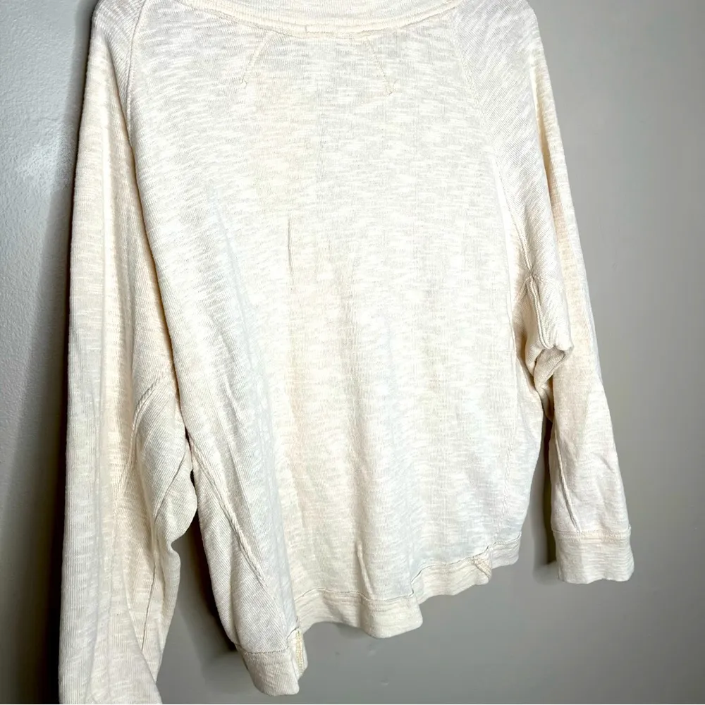 We the Free People Cream Beige Pullover Sweatshirt with Buttons Size Large - Image 8