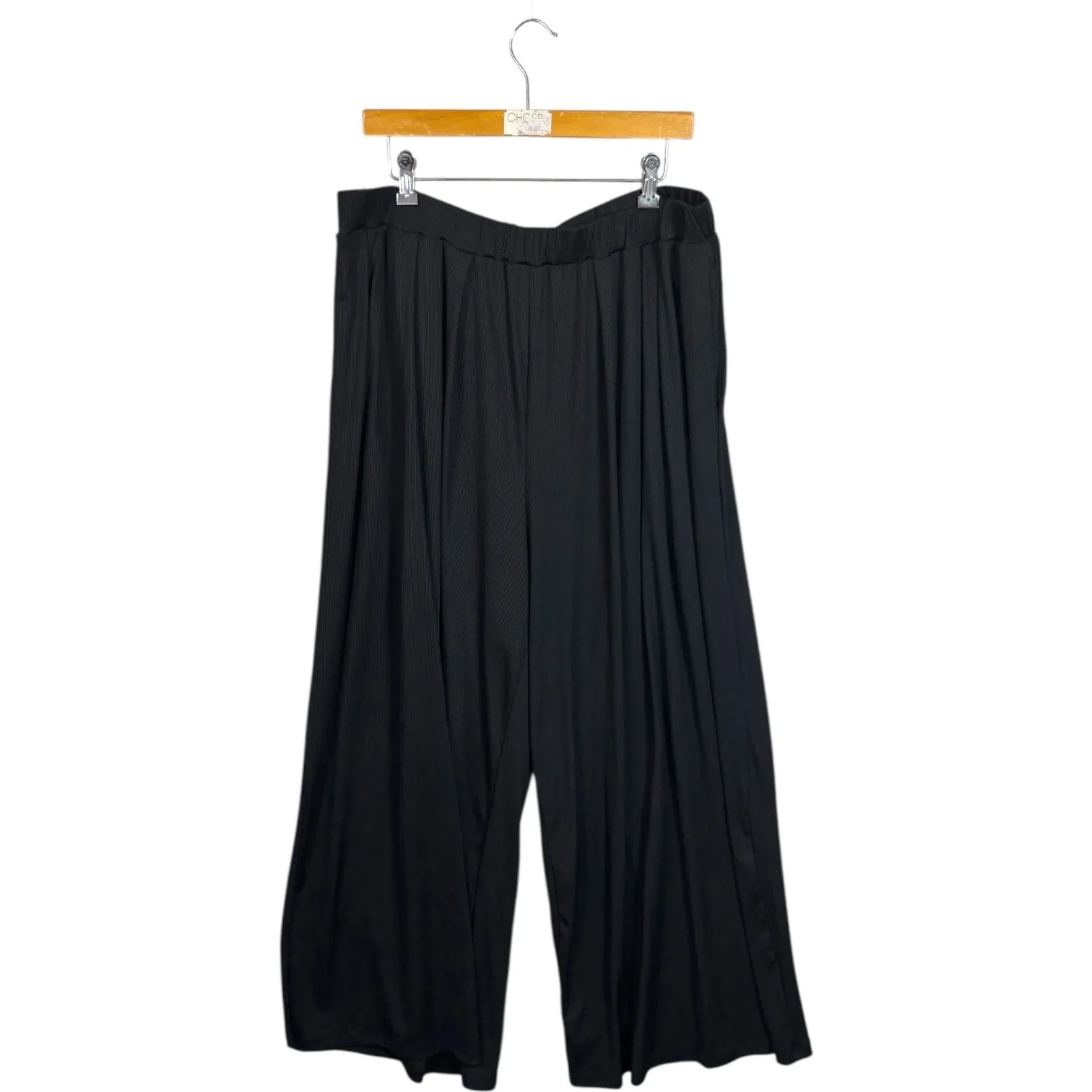 Cider Black Wide Leg Palazzo Pants Plus Sz 2XL Pleated High Waist Elastic Pocket - Image 2