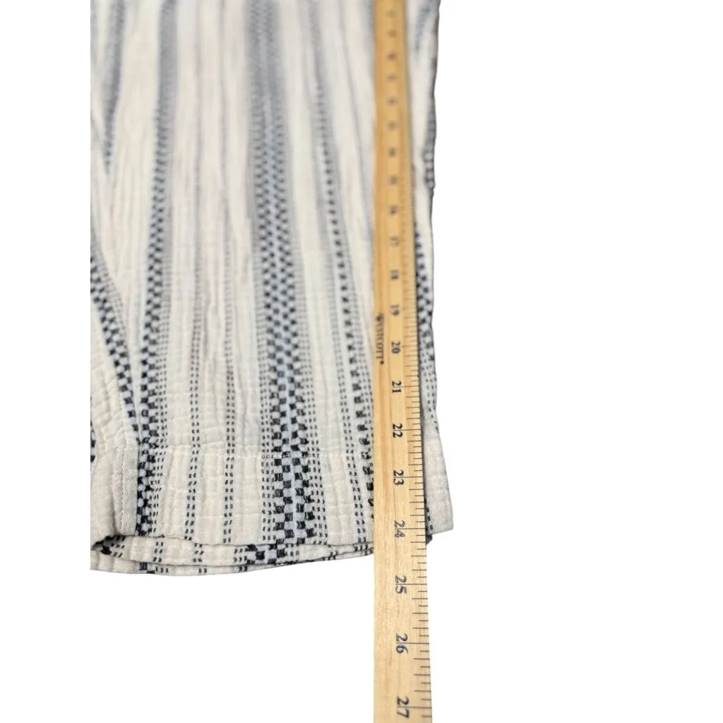 Madewell The Untailored Crop Pant Striped White blue Elastic Waist Cotton - Image 8