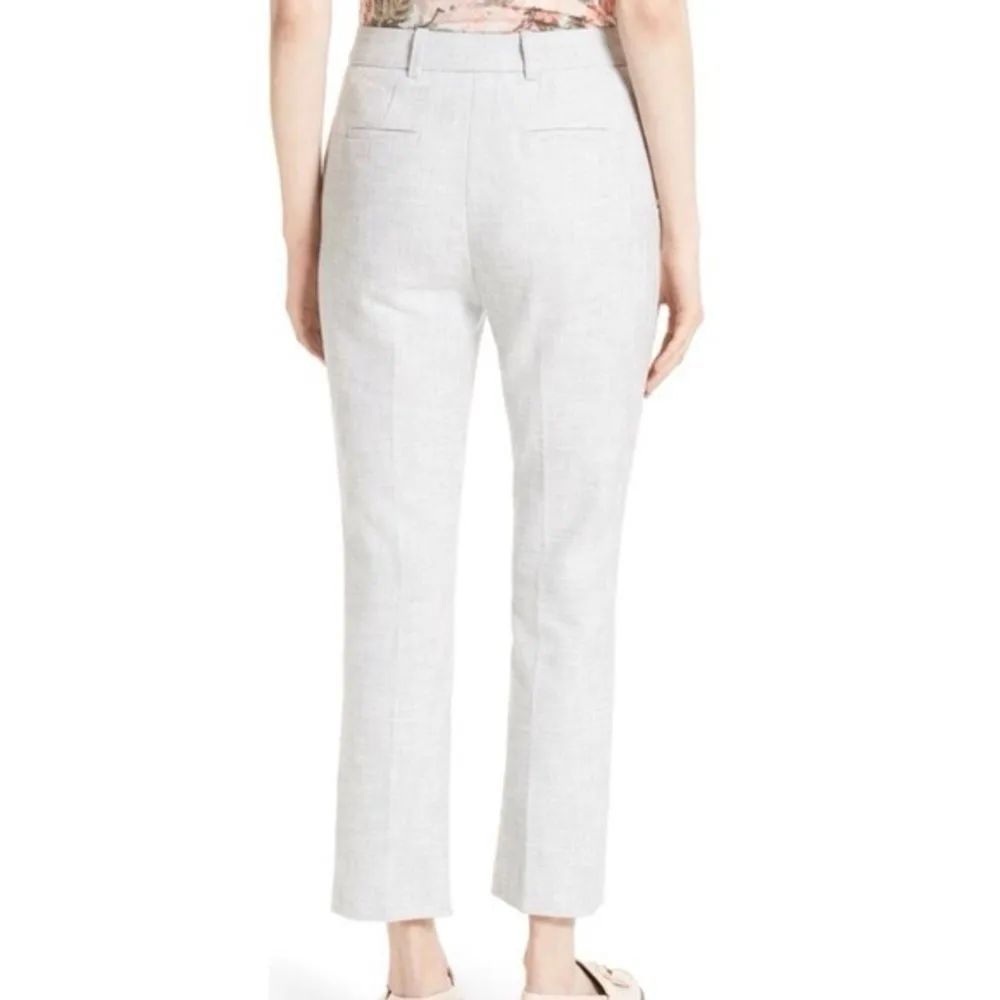 Rebecca Taylor Size 6? Dove Grey Slub Straight Cotton Blend Cropped Pant Office - Image 13