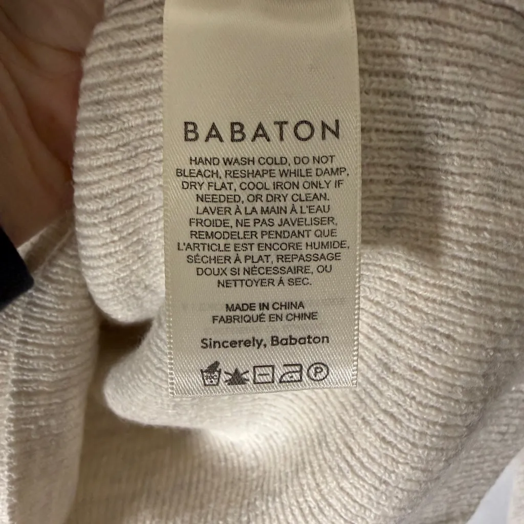 Babaton 100% Merino Wool Mock Neck Pullover Beige Sweater / Tunic Size 1 Medium - Image 4