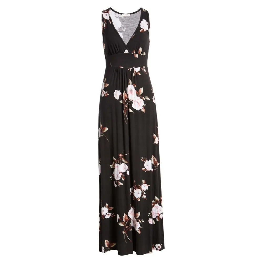 Loveappella Nordstrom Floral Print V-Neck Jersey Maxi Dress Size S New Reg $68. - Image 6
