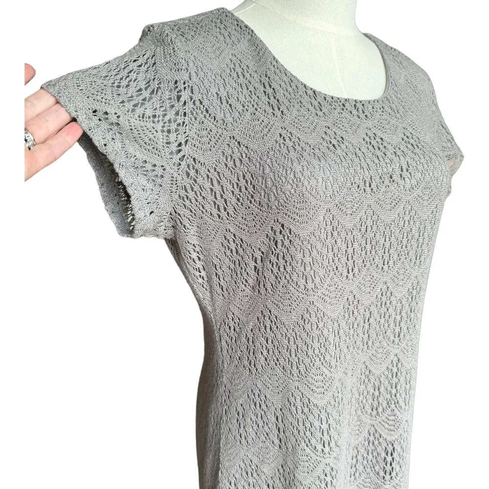 NWT Downeast Peaceful Embroidered Scalloped Dress frosty grey size large - Image 3