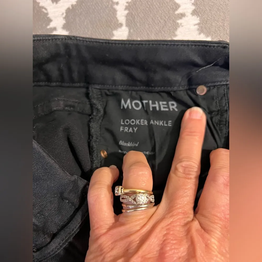 MOTHER Black Ankle Looker Ankle Fray Blackbird Jeans designer quality premium Size 26 - Image 9