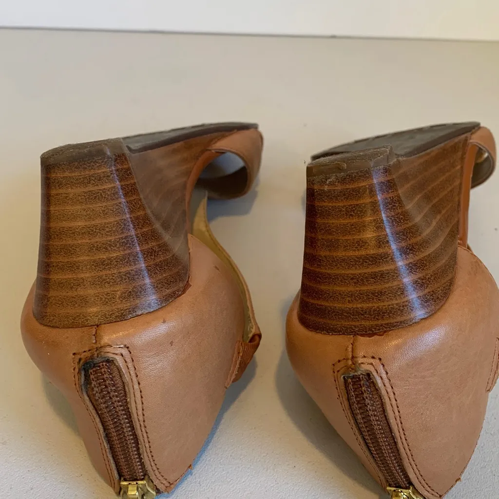 Adrienne Vittadini Women’s Size 6.5 Light Brown Leather Strappy 2” Wedge Sandals - Image 7