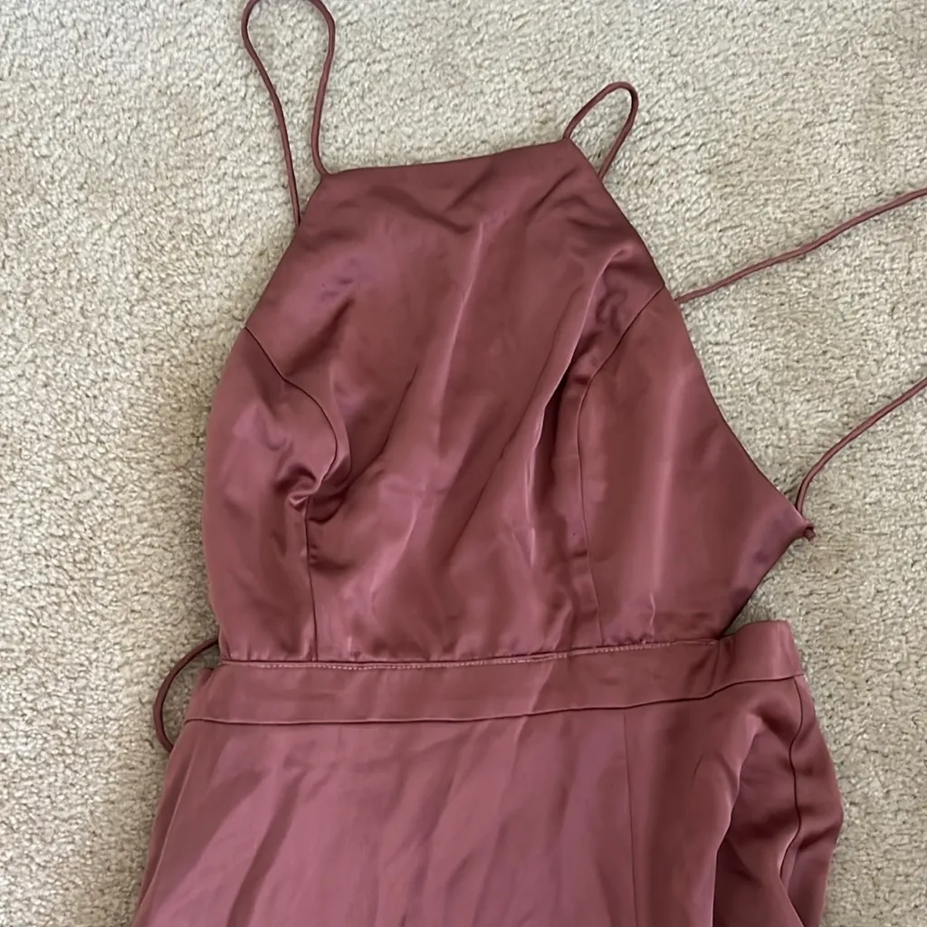 Like New Revelry Desert Rose Haven Satin Bridesmaid Dress in Size 8 Petite Pink - Image 2