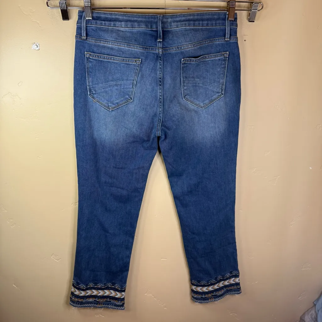 Driftwood Jeans Size 31 x 26 Colette Blue Denim Embroidered Cuff Crop - Image 6