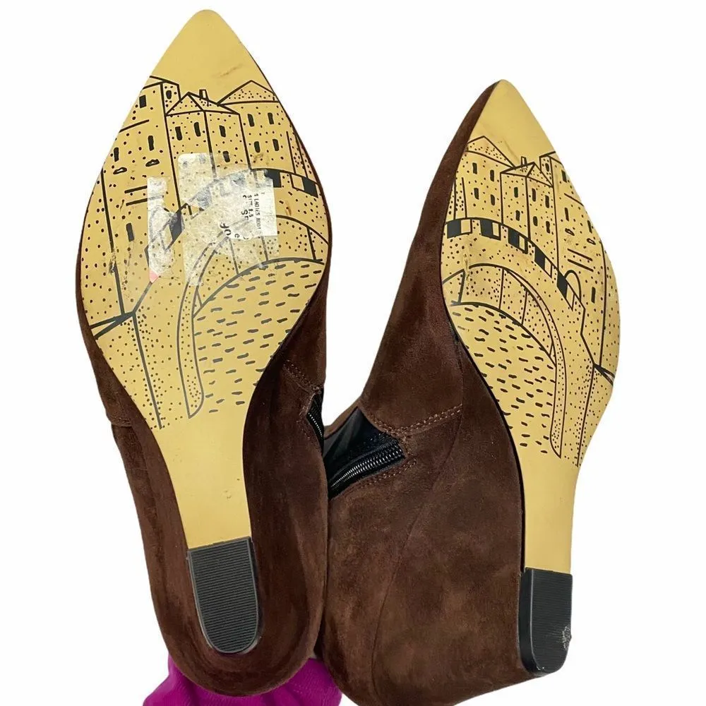 Bella Vita Womens 8.5 Darin Suede Brown Black Wedge Pointed Chelsea Ankle Bootie - Image 5