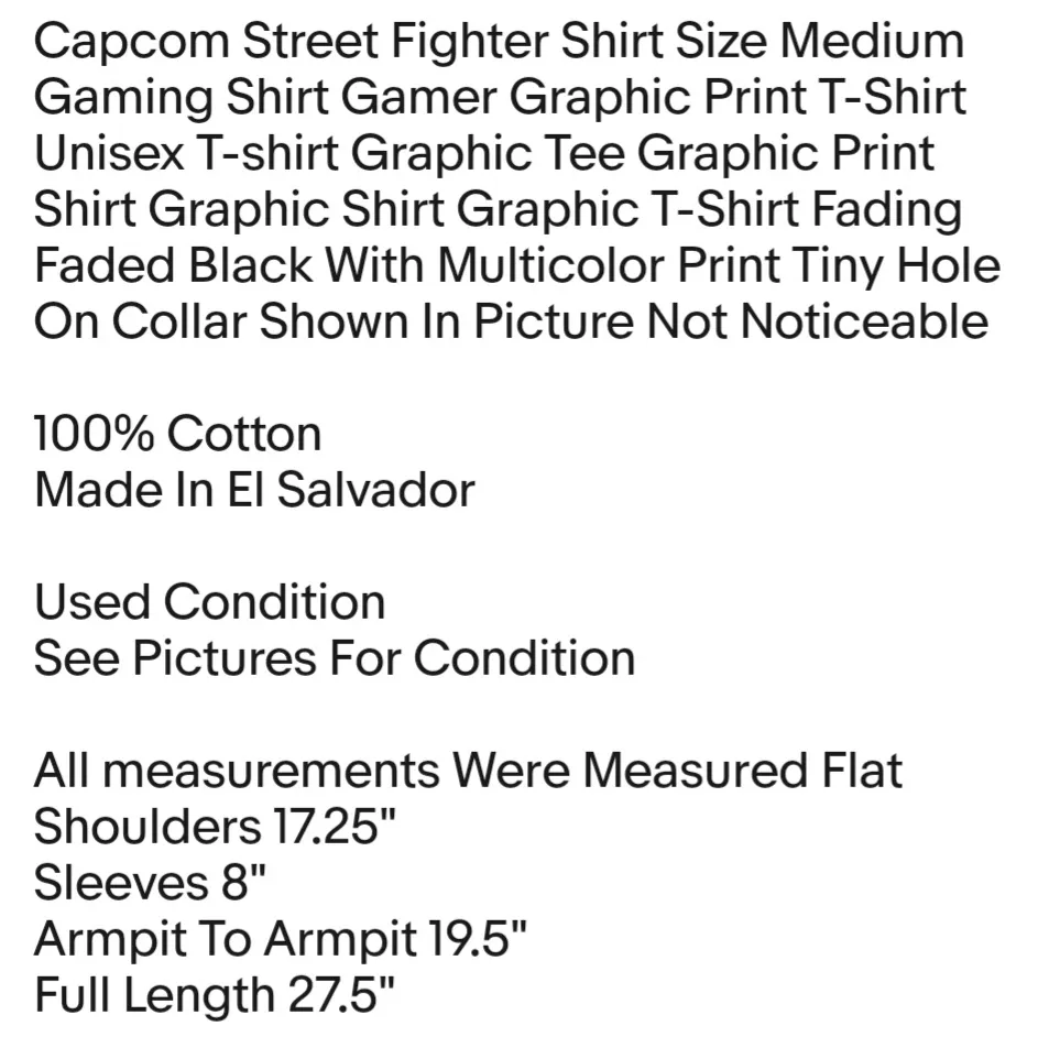 Street Fighter Shirt Size Medium Gaming Shirt Gamer Graphic Print T-Shirt Unisex T-shirt - Image 2