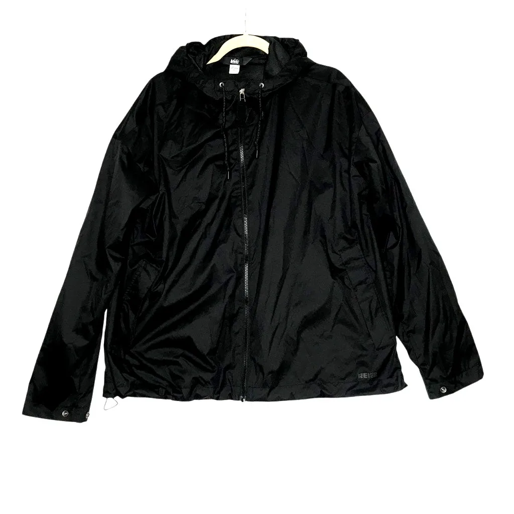 REI Groundbraker Rain Hoodie Jacket Women XL Black Outdoor Everyday Travel Light - Image 2