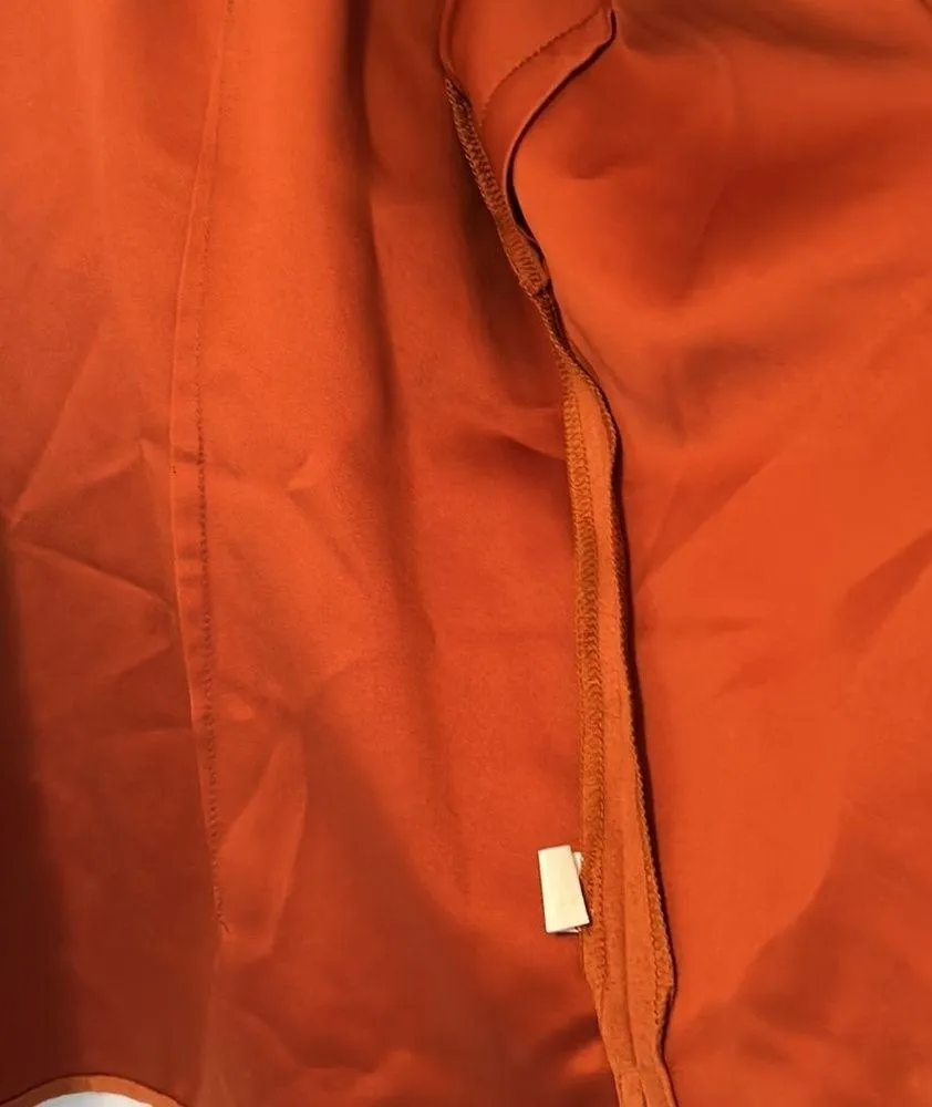 Womens Ali Miles Long Sleeve Button Down Faux Suede Shirt Size L Orange Size L - Image 7