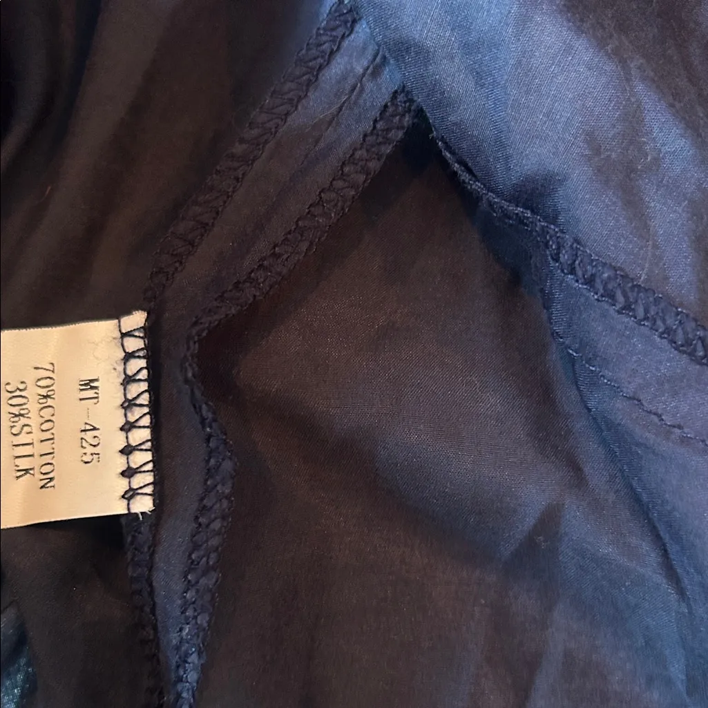 Pookie and Sebastian Blue Cotton Silk Blend Floral Sheer Blouse Size Small - Image 5