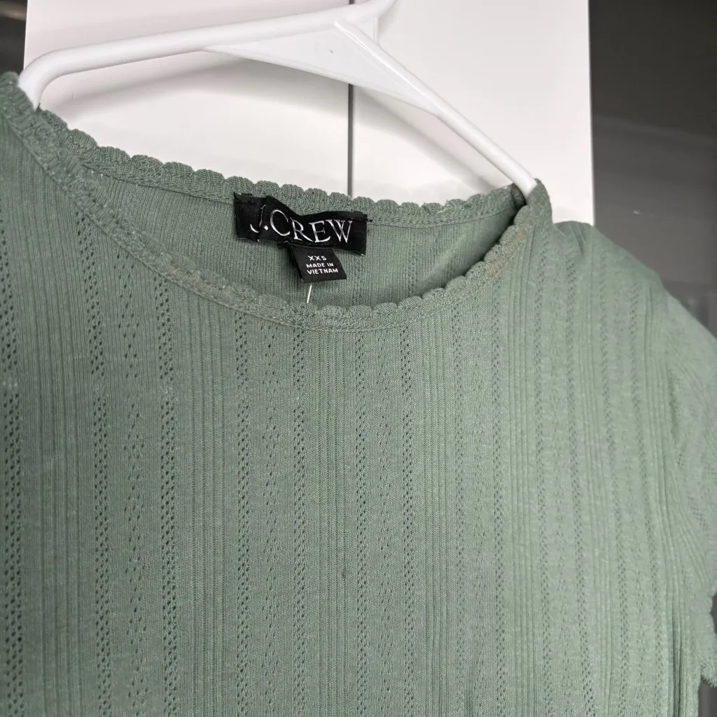 NWT J. Crew Pointelle Short-sleeve T-shirt Topiary Green - Image 4