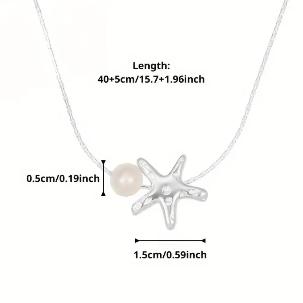 Silver Starfish and Pearl Necklace - Image 4
