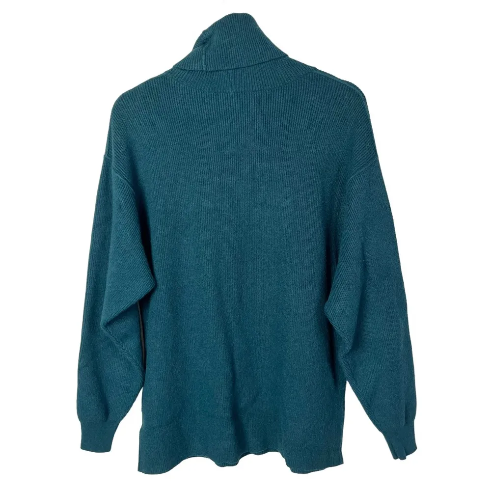 Free People Softly Structured Turtleneck Teal Blue Sweater S - Image 4
