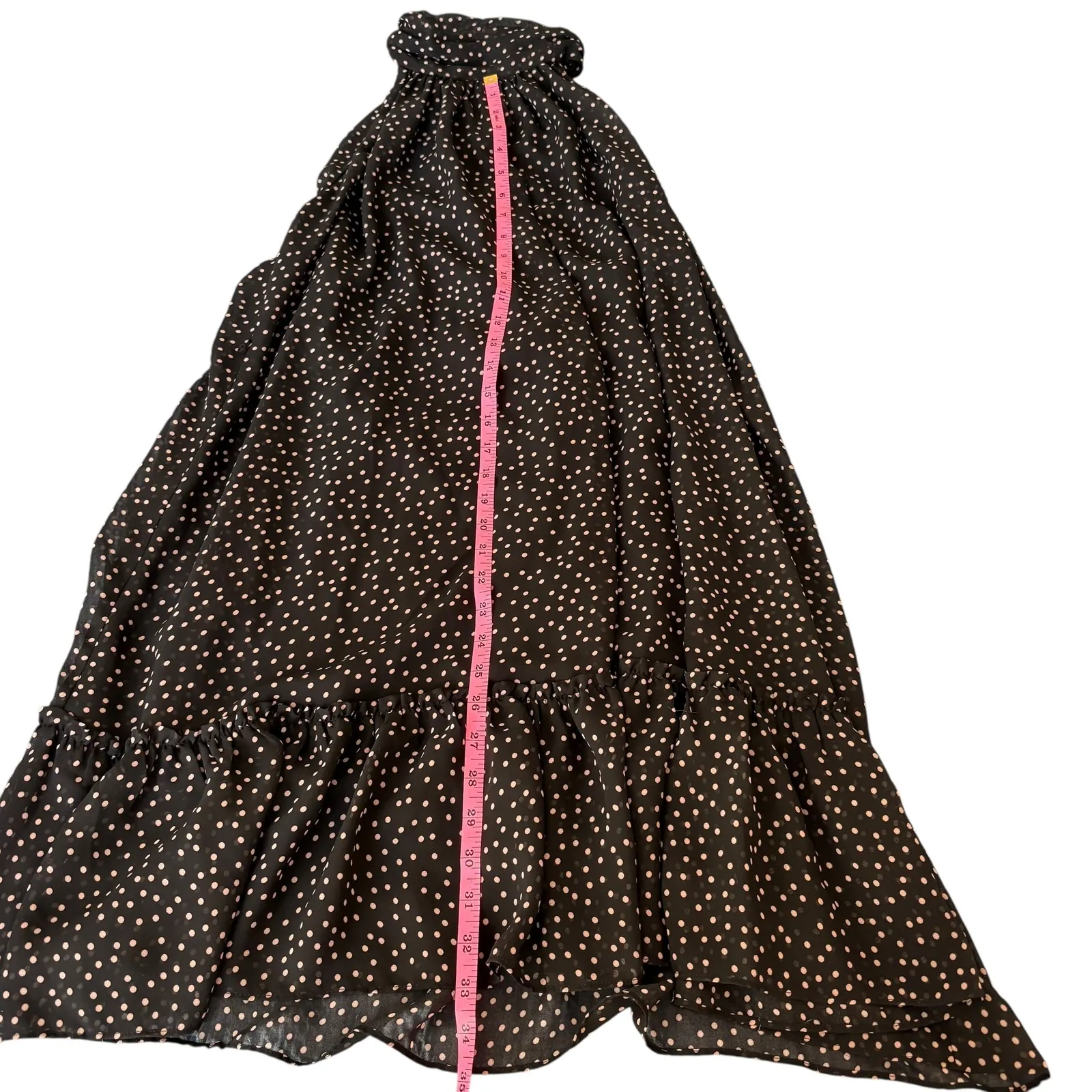 Just Taylor Black Cream Polka Dot Halter Dress Sleeveless Ruffle Hem Size 4‎ - Image 4