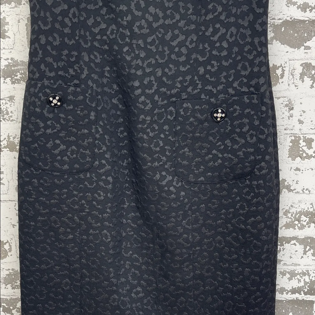 Chetta B Black Textured Pocket Zip Back Dress Size 6 - Image 6