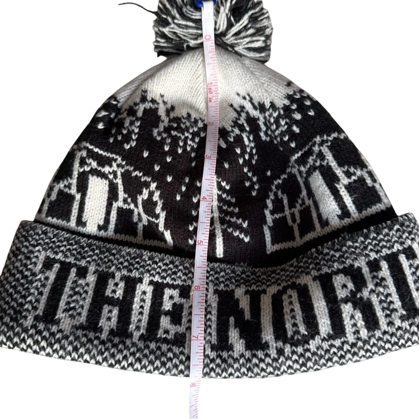 The North Face Women's Winter Beanie Hat Black & White Knit Warm Outdoor Cap - Image 5