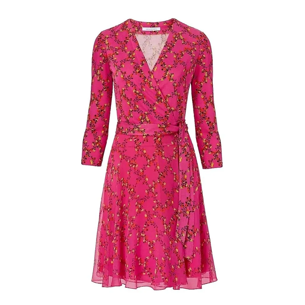 NWT Diane von Furstenberg DVF Irina in Shalamar Trellis Pink Silk Wrap Dress 4 - Image 13