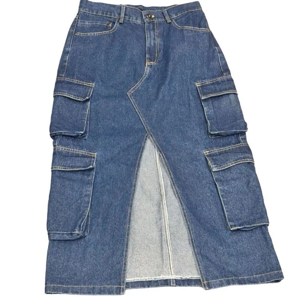 Papermoon Maxi Denim Skirt Size Medium - Image 2