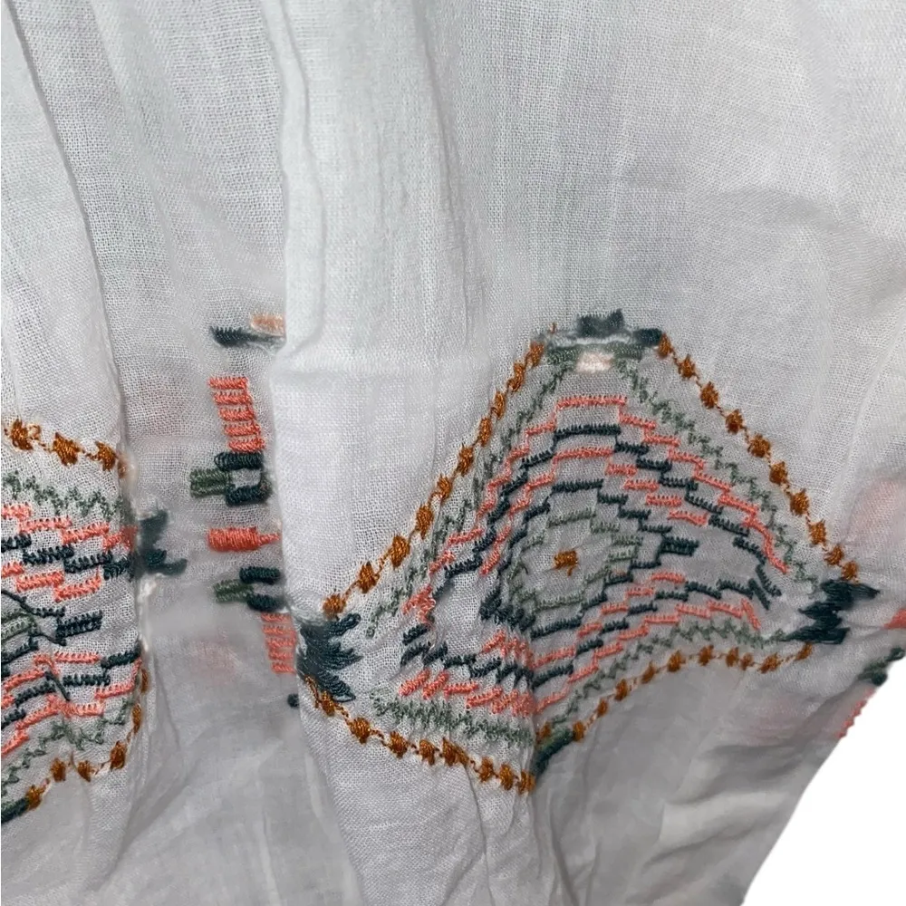 New Cost Plus World Market Cream Blouse Embroidered Sleeves sheer poof Sleeves Pink Size L - Image 5