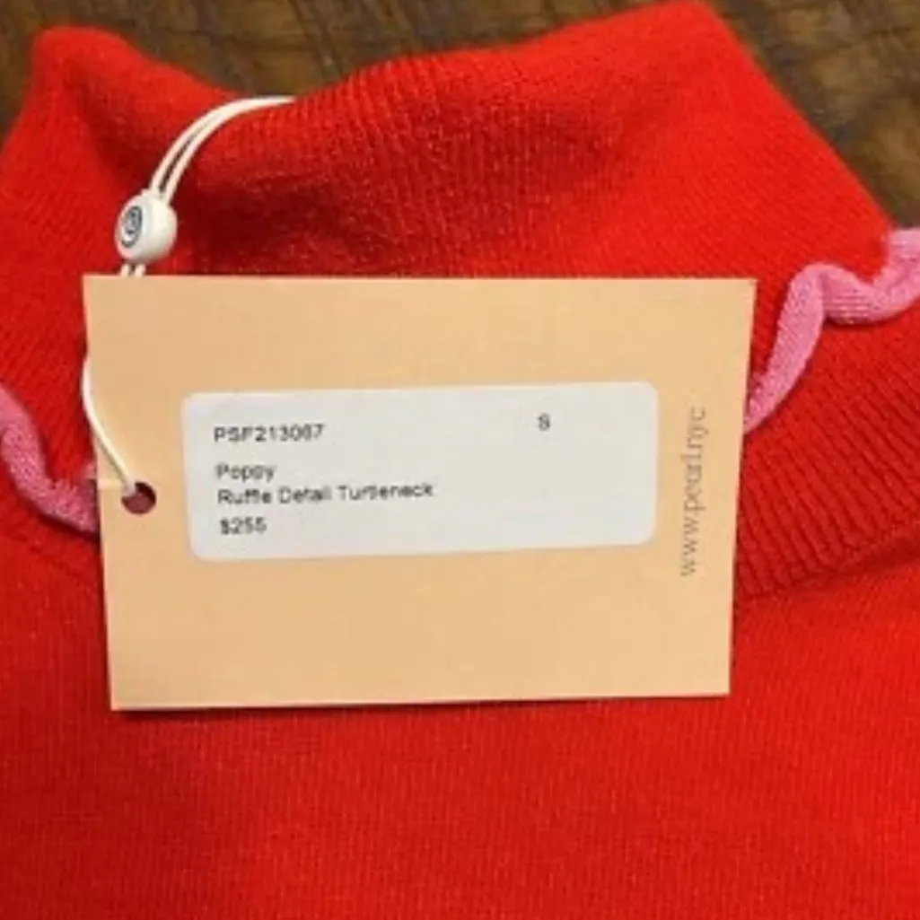 Pearl Lela Rose Poppy Ruffle Turtleneck Red - Image 5