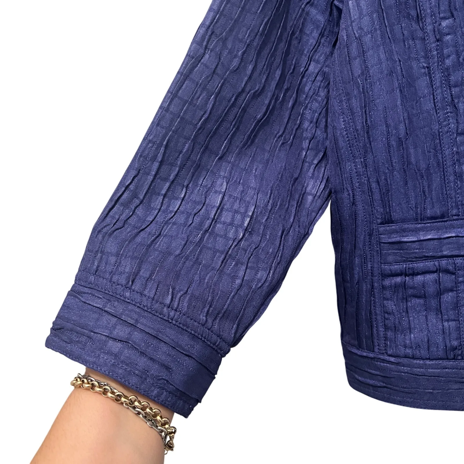 RUBY RD Women's Purple Jacket Sz 12 Linen Blend Textured Fabric Pockets Boho - Image 6