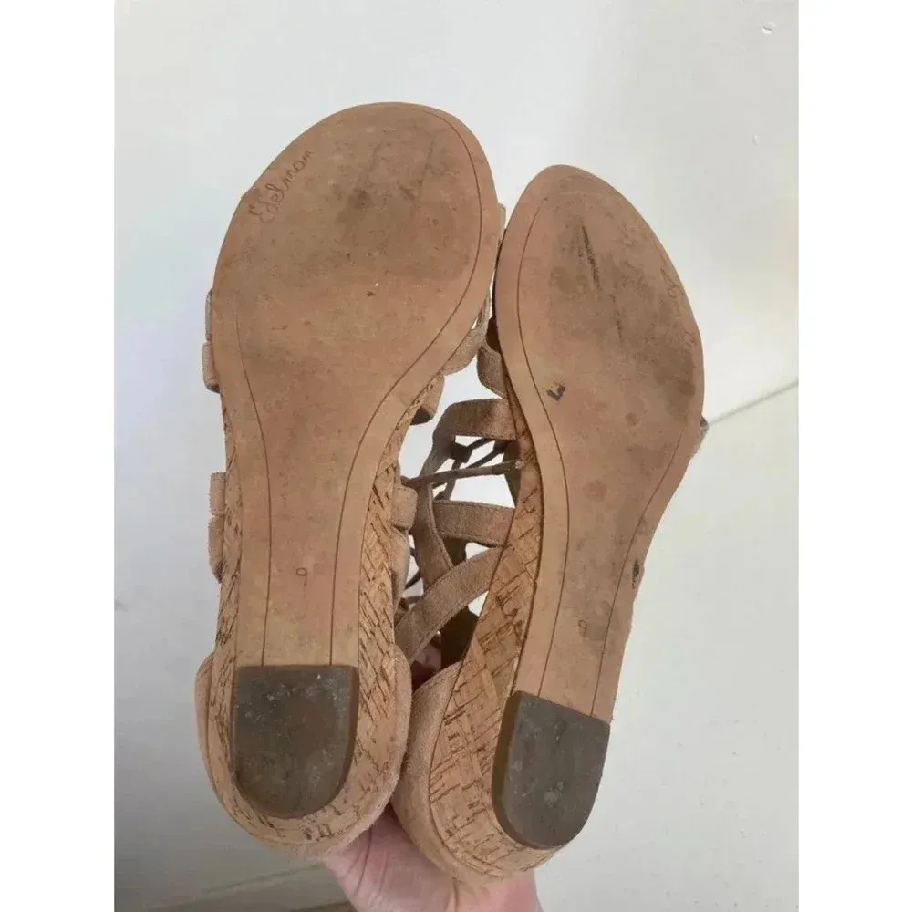 Women's Sam Edelman Brown Lace-Up Gladiator Cork Sandals Size 9M‎ EUC - Image 7