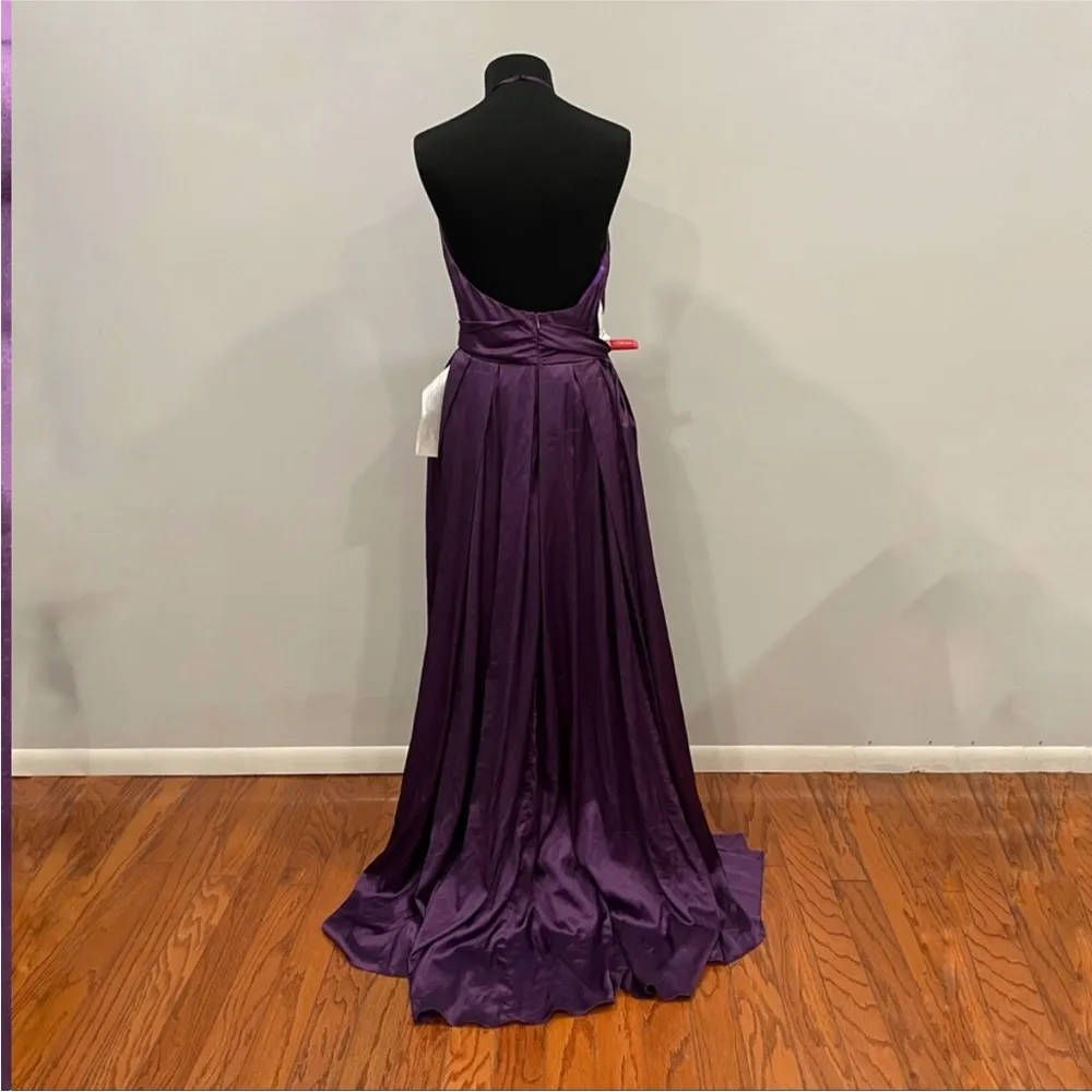 Mac Duggal  26539 Eggplant Halterneck Gown 6 - Image 5