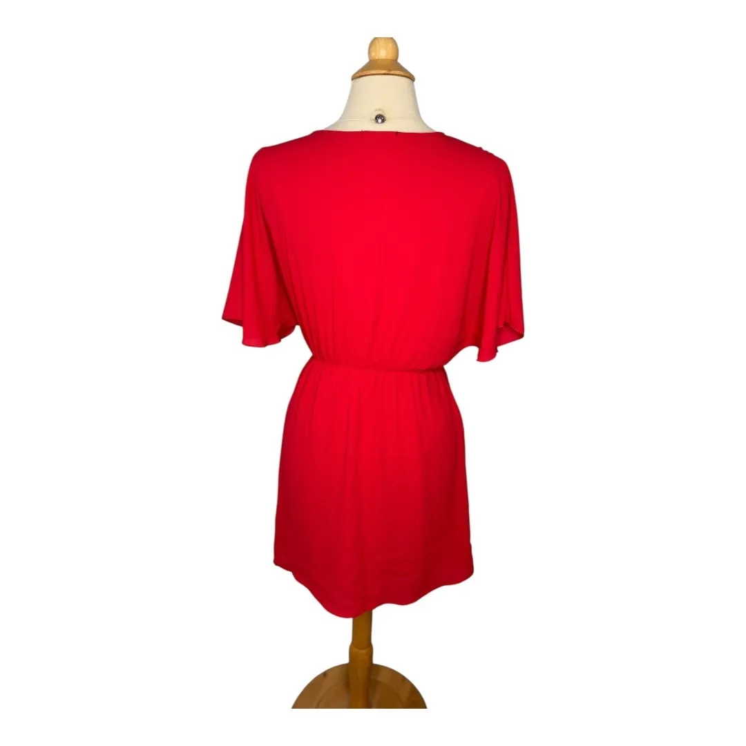 Everly Red Wrap Dress V-Neck‎ Short Sleeve Casual Dress Women Size Small - Image 4