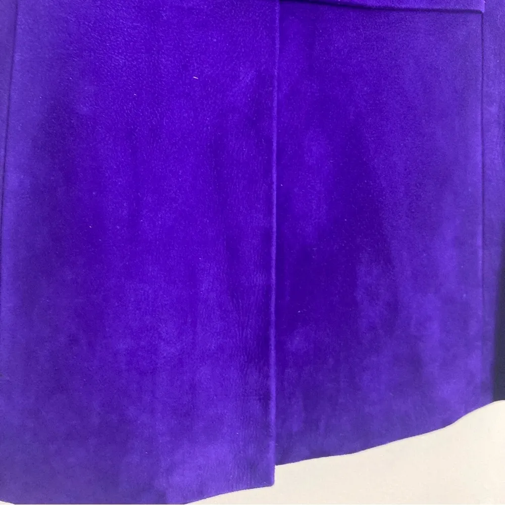 Vintage 70s Lillie Rubin purple suede double breasted mod mini dress. - Image 5