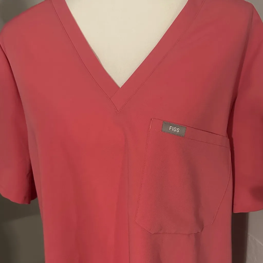 Figs Coral V-Neck Short Sleeve Top - Image 6