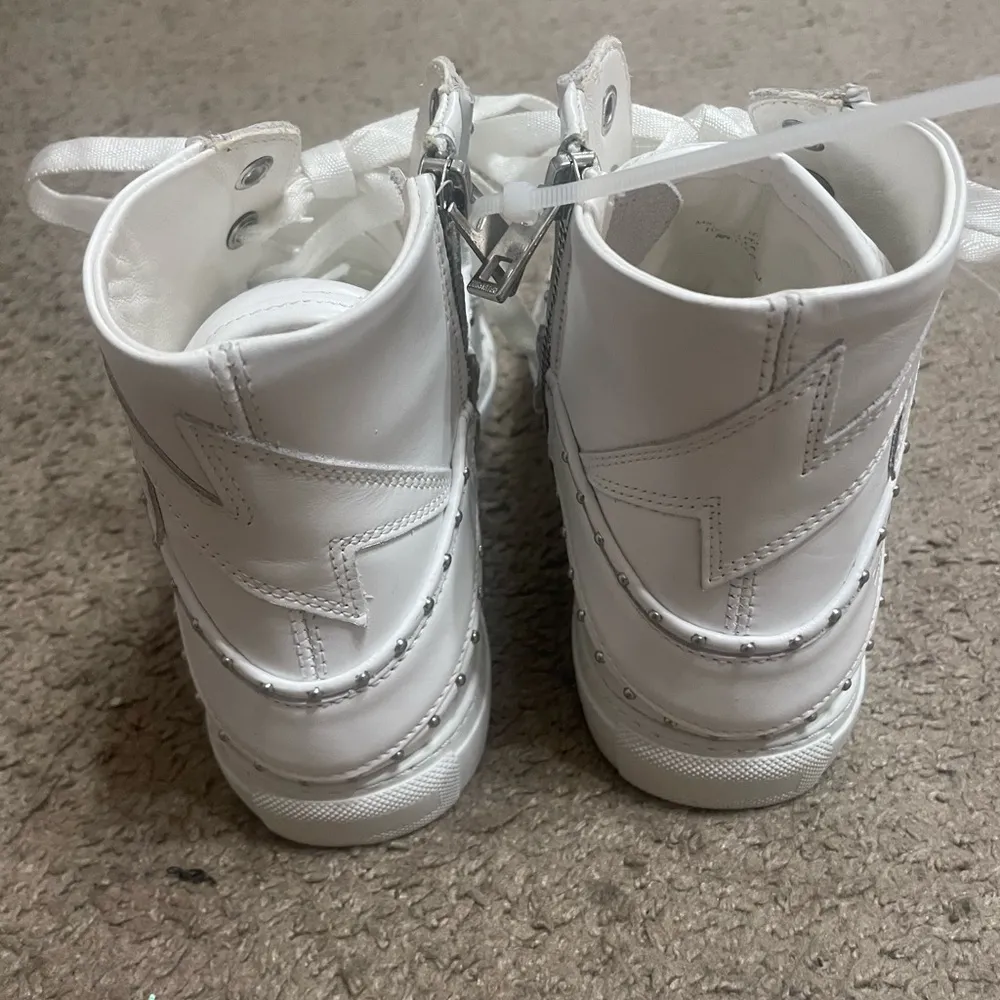 Zadig & Voltaire Leather High-Top Platform Lightning Blot Zipper Studded Sneaker - Image 12